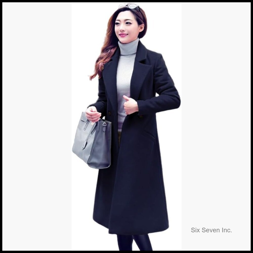 Long Wool Coats for Women Winter Wool Jacket Peacoat Slim Fit
